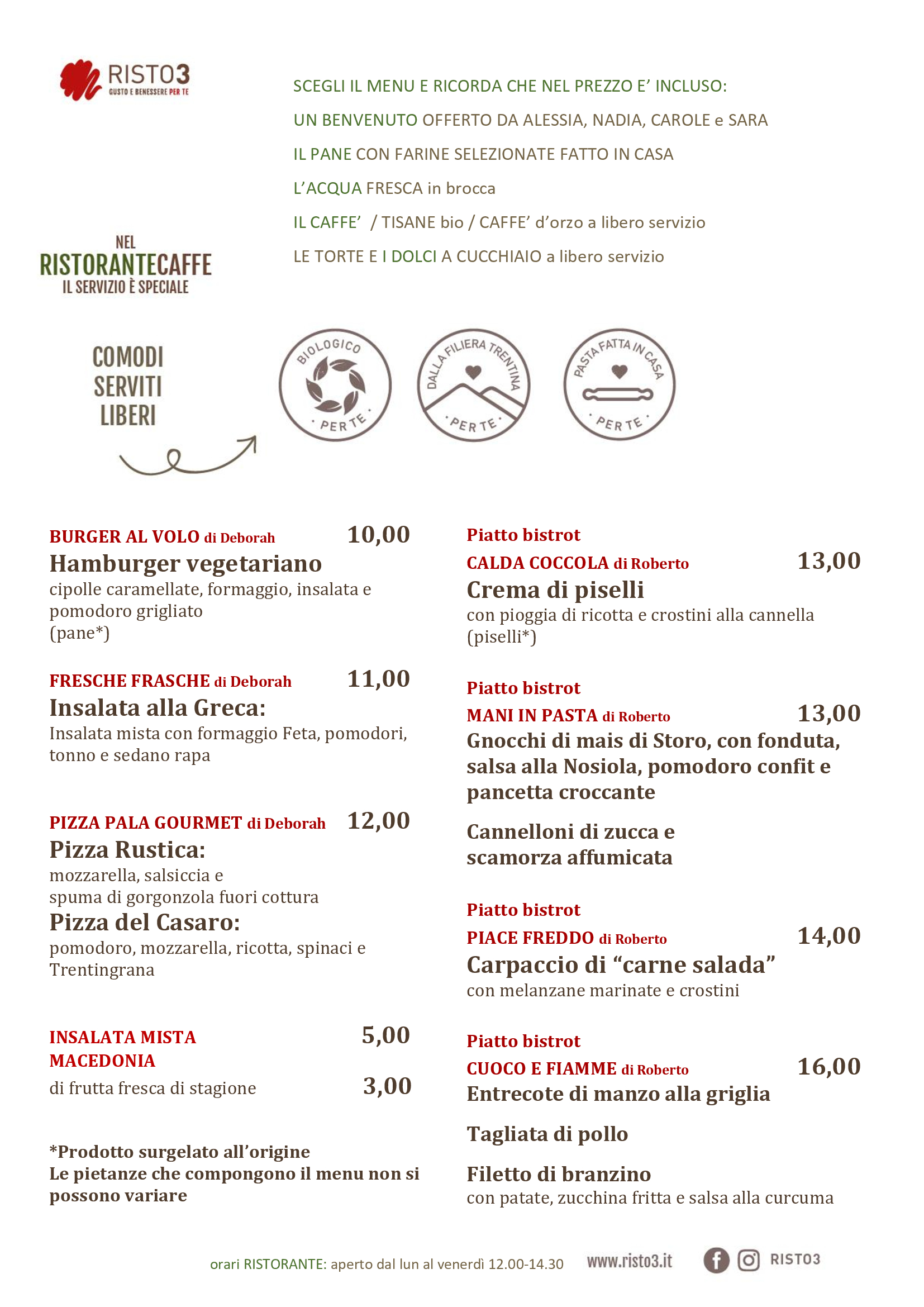 MENU RISTORANTE INTERPORTO 07 al 18 ottobre 2019