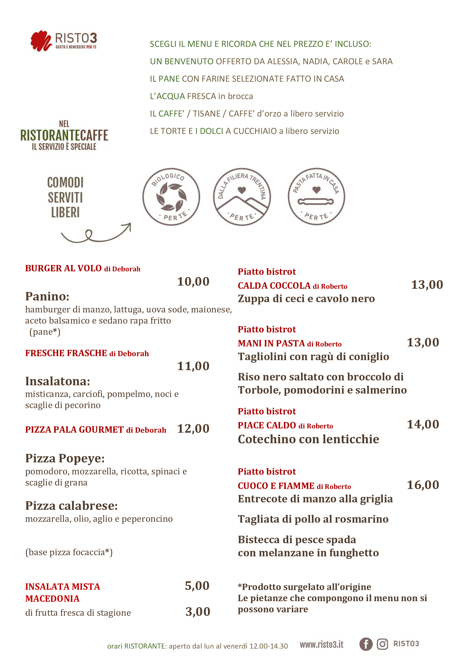 MENU INTERPORTO DAL 16 al 20 dicembre