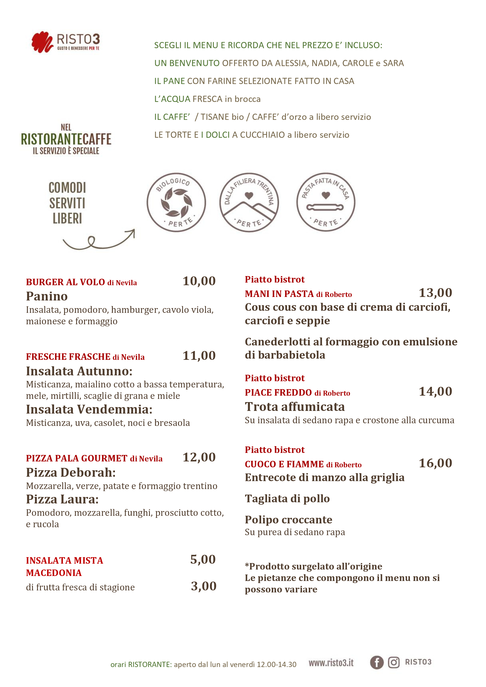 MENU INTERPORTO dal 24 settembre al 4 ottobre